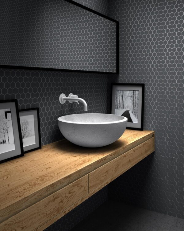 By Goof Mozaiek hexagon dark grey 3,5x3,5cm 2